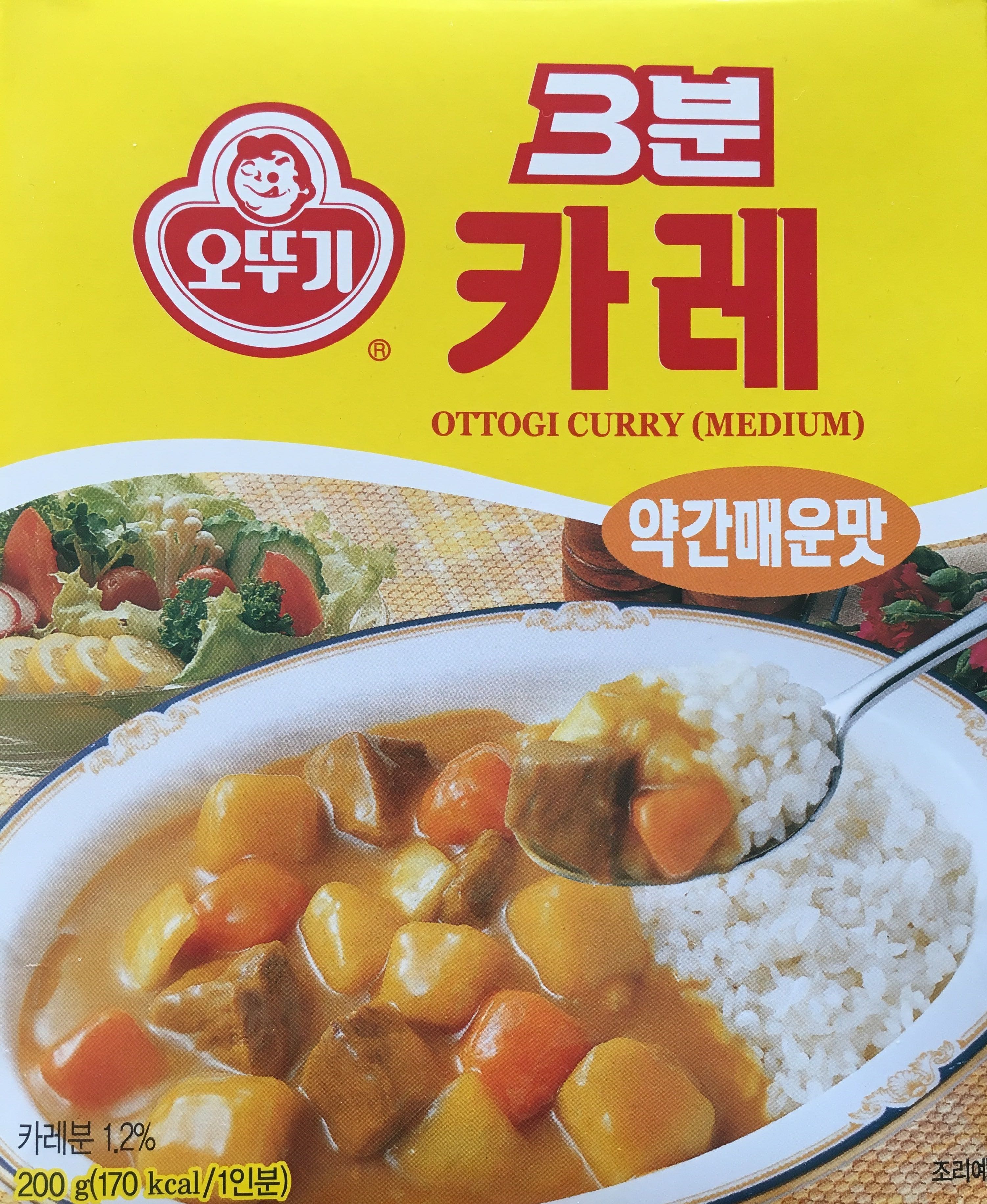 不倒翁 3分钟即食咖喱【中辣 MEDIUM】韩国进口 速食咖喱盖浇拌饭酱 (蒸煮袋) 200g